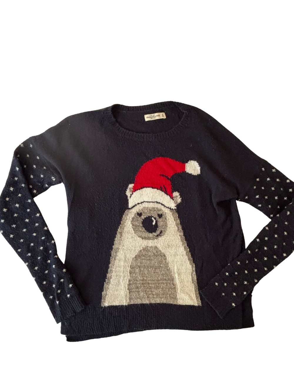 Abercrombie & Fitch Navy Blue Koala Santa Hat Ugly Christmas Sweater